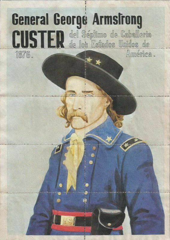 Magnificent Original Vintage Silk Screen Poster Of Custer In Uniform (8" X 12")